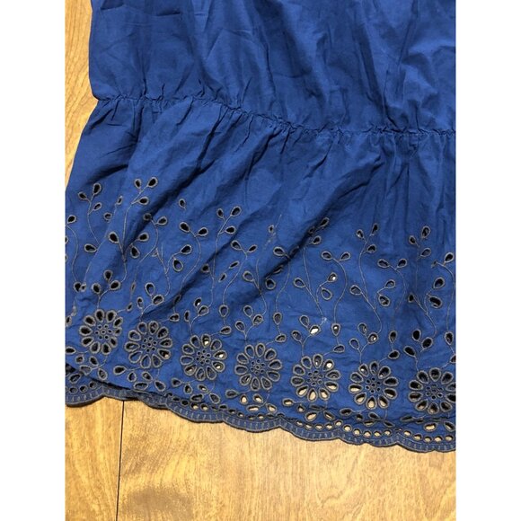 Lane Bryant Blue Tunic Shirt Short Flutter Sleeve Peplum Eyelet Embroidery 28 - Picture 5 of 8